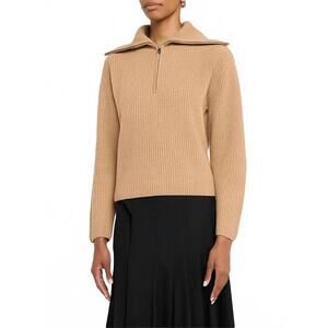 NEW JONATHAN SIMKHAI landry cashmere zip-front sweater in camel